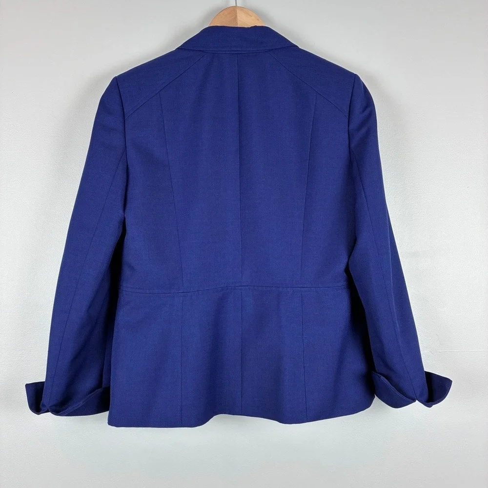 Kasper Blazer 10 Polyester Professional Royal Blue Career Chic Office Siren - Picture 4 of 14